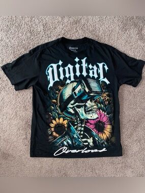 Men’s Black G-Star 'Digital Overload' Skull Tee
